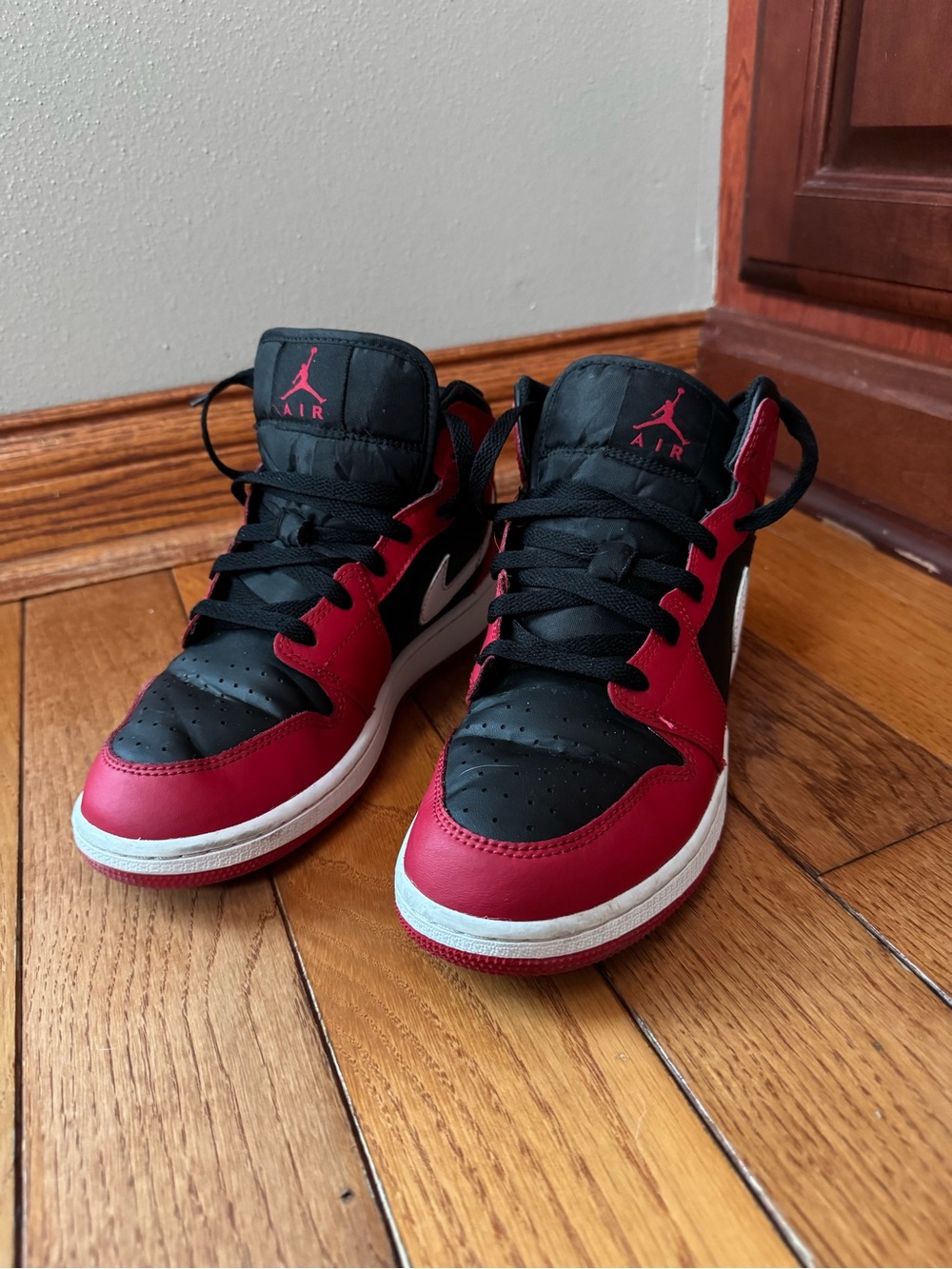 Nike Air Jordan Kids Red & Black Mid-Top Sneakers